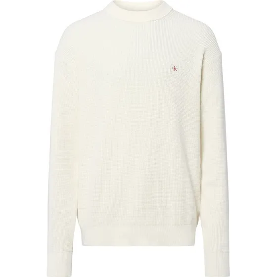 Calvin Klein Jeans Sweter z Dzianiny Bawełnianej Beige