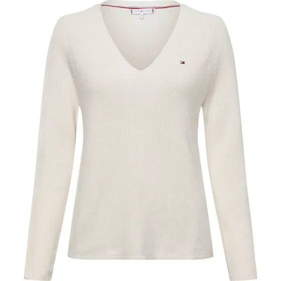 Tommy Hilfiger Sweter z dzianiny beżowy, bawełna, M