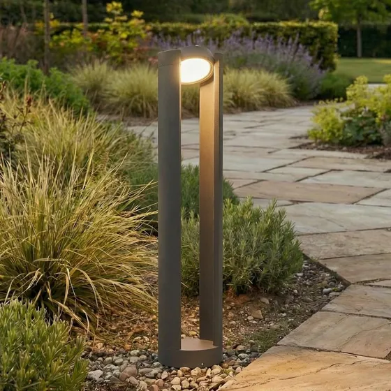 Słupek oświetleniowy LED Lucande Dylen, szary, 80 cm, IP65