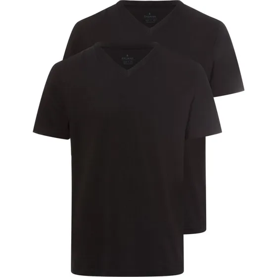 Ragman Koszulka z podwójnym zapięciem V-neck, Bawełna, Czarna, S