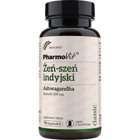 Pharmovit Żeń-szeń Indyjski Ashwagandha 200 mg 90 kapsułek