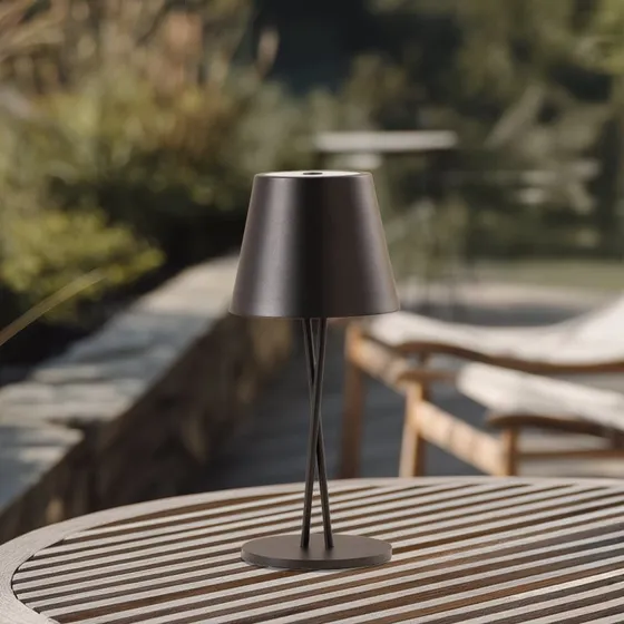 Lindby Janea Cross Przenośna Lampa Stołowa LED IP54 Czarna