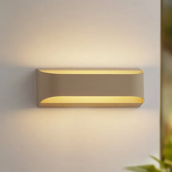 Lindby Kinkiet zewnętrzny LED Lenore beżowy 36,5 cm