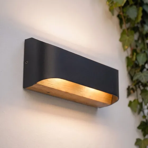 Lindby Lenore kinkiet zewnętrzny LED, czarny, 36,5 cm