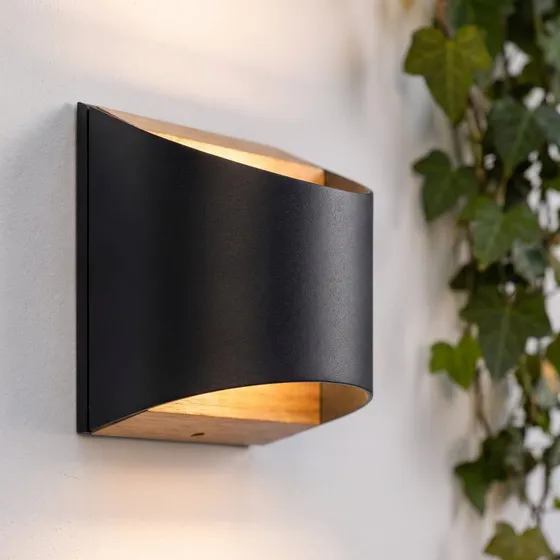Lindby Lenore Kinkiet LED 13 cm czarny metal IP44