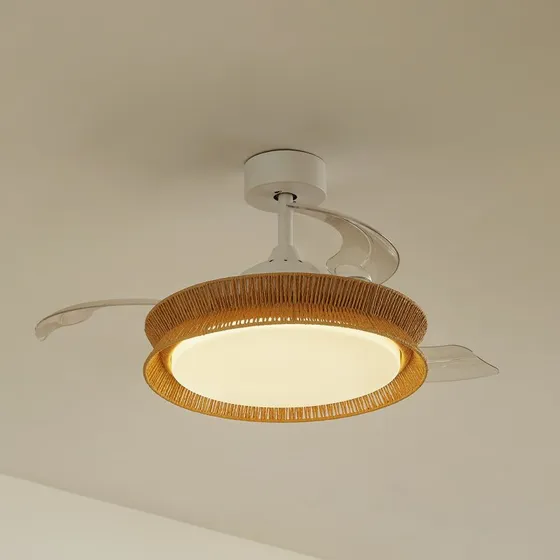 Lucande Wentylator LED Lineta, biały, linowy, Ø 103 cm