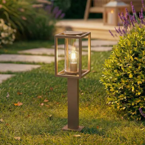 Lucande Słupek oświetleniowy Ferda 60 cm, brązowy, IP44, E27