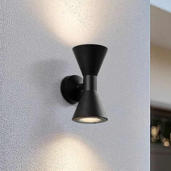 Lucande Xalor Kinkiet zewnętrzny, czarny, aluminium, IP65, GU10