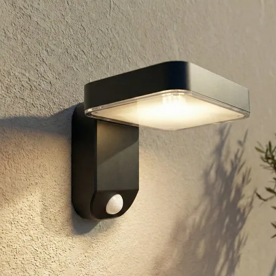 Lampa ścienna LED PRIOS Tarlson, kątowa, antracytowa, z czujnikiem