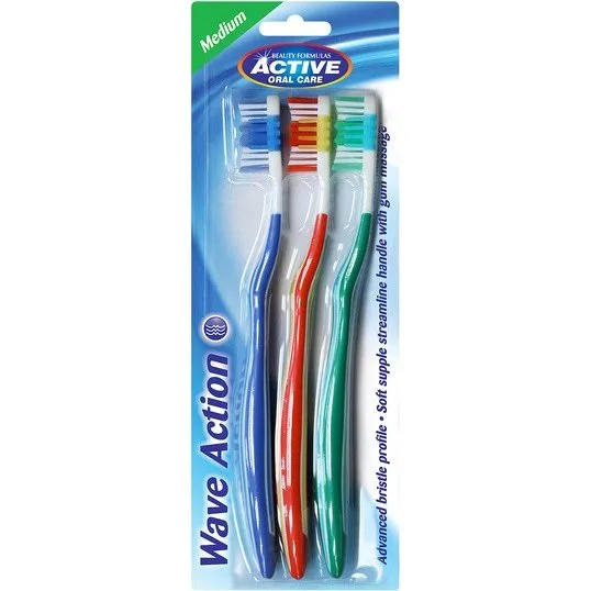 Beauty Formulas Active Oral Care Wave Action Szczoteczka rednia 3 szt.