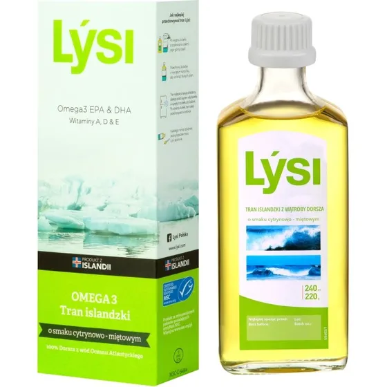 Lysi Tran islandzki cytrynowo-miętowy 240ml
