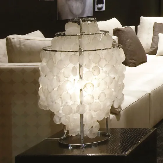 Verpan Fun 2TM - Lampa stołowa z masy perłowej, chrom