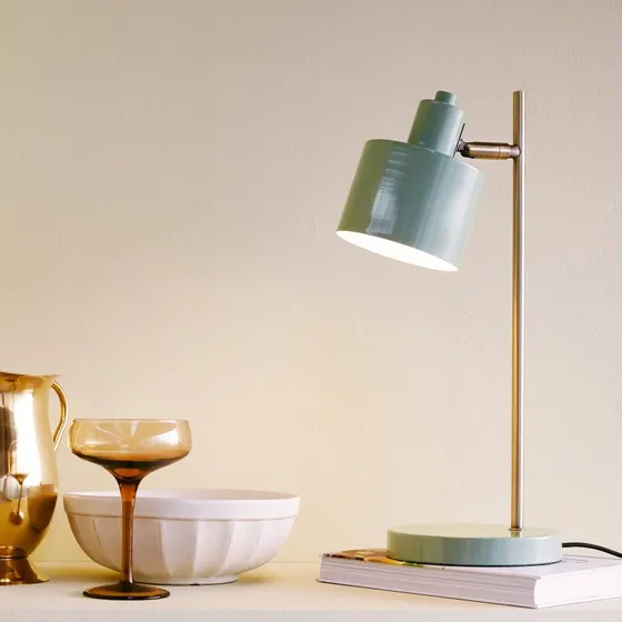 Lampa stołowa Dyberg Larsen Ocean – oliwkowa/mosiężna