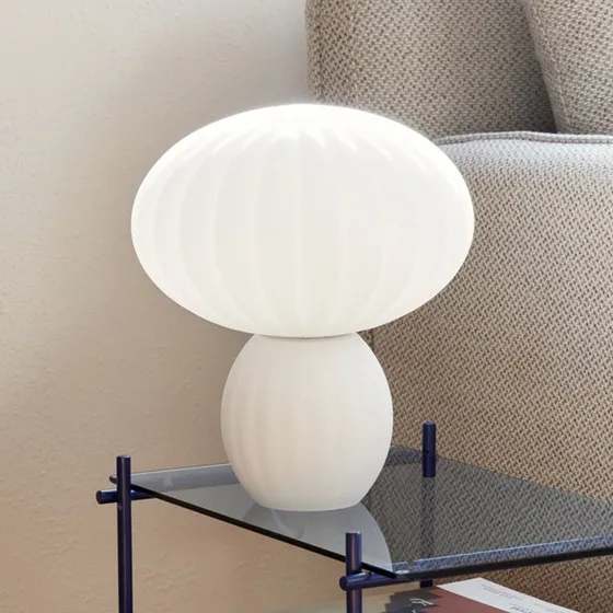 Hübsch Kumu Lampa Stołowa Opal - Białe Szkło, 28 cm