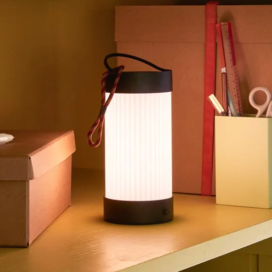 Hübsch Camp Portable Lampa Stołowa Black - Szkło i Żelazo