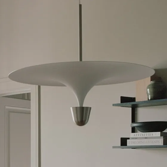 Lampa wisząca LED Kantarell New Works, Ø 60 cm, nikiel