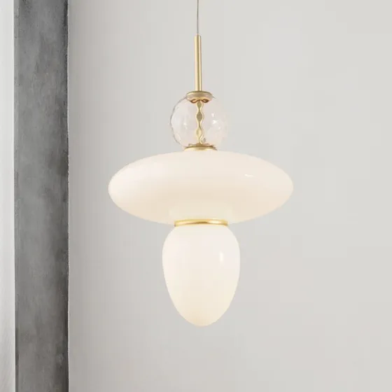 Nuura Rizzatto 43 Lampa Wisząca – Mosiądz i Białe Szkło Opalowe