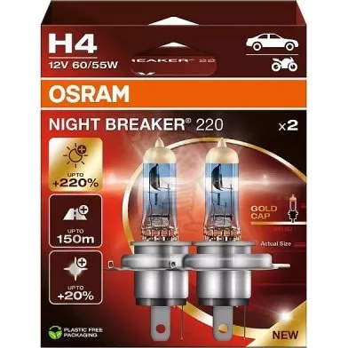 Osram Night Breaker H4 60/55W +220% Białe Światło, Kompletny Kompakt 2 szt