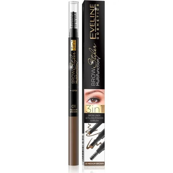 Eveline Cosmetics Brow Styler Multifunction 3w1 Kredka 02 Dark Brown