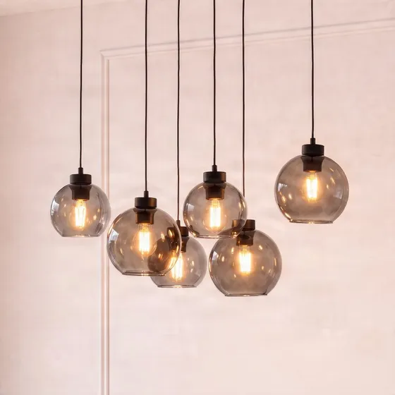 Euluna Cubus Lampa Wisząca Graphite 6-punktowa - Szkło
