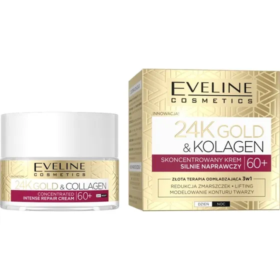 Eveline Cosmetics 24K Gold & Kolagen Krem Silnie Naprawczy 60+ 50ml