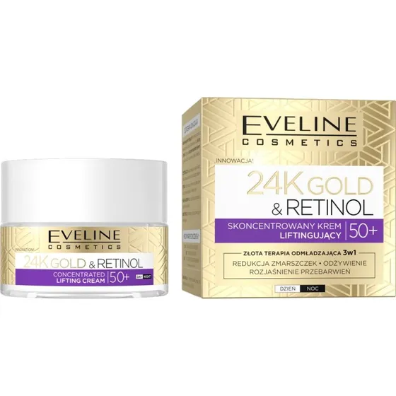 Eveline Cosmetics 24K Gold&Retinol Skoncentrowany Krem Liftingujący 50+