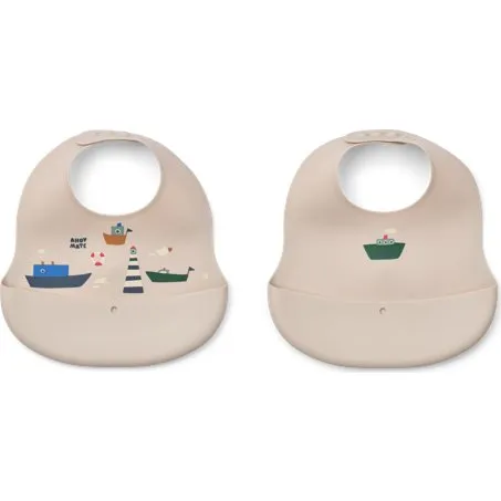 Liewood Ember Printed Bib 2-Pack Sailing/Sandy