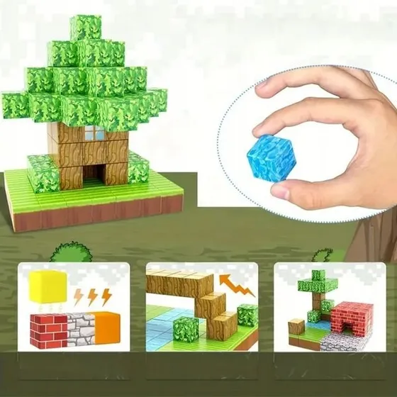 Magnetowe Klocki 100 Elem, Las, Dla Dzieci, ABS