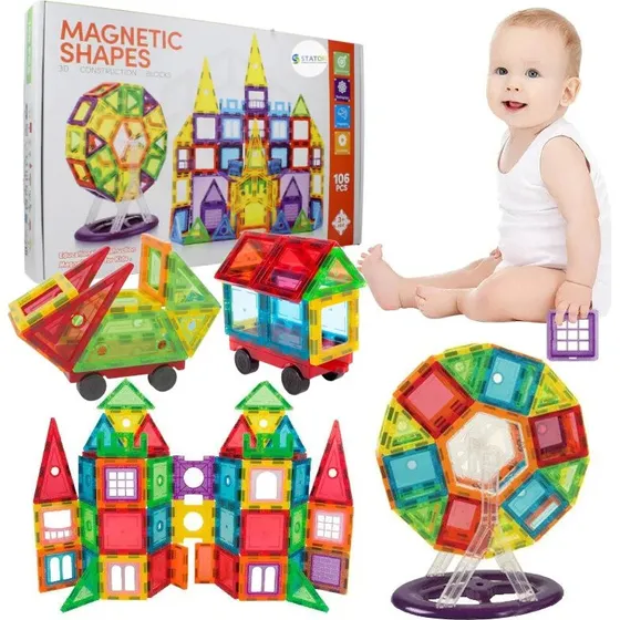 Magnetic Tiles 3D 106 elementw kolorowy zestaw edukacyjny