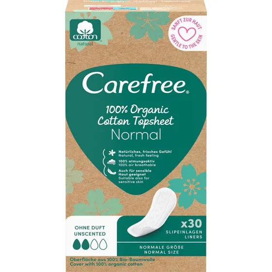 Carefree Organic Cotton Normal wkładki higieniczne, 30 szt.