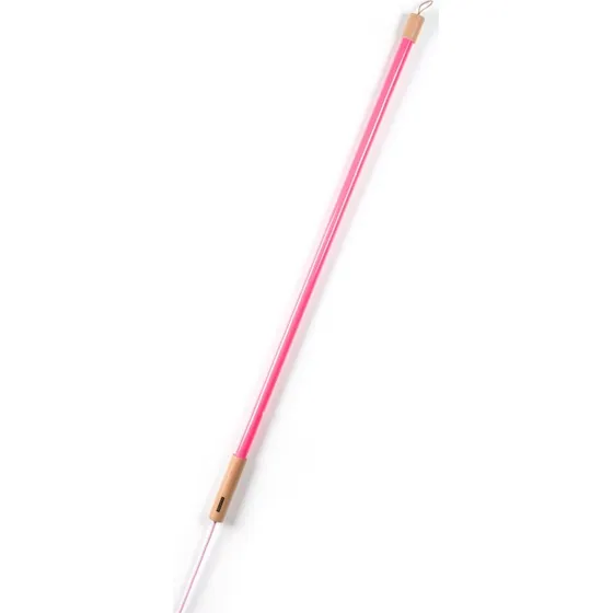 Seletti Lampa LED Linea, fuksja, drewniane detale, uniwersalna