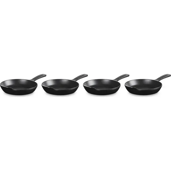 Le Creuset Gourmand Mini Patelnie eliwne 16 cm, 4 szt., Czarny Matt