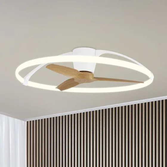 Mantra Nepal Inteligentny Wentylator Sufitowy LED, Biały/Bukowy