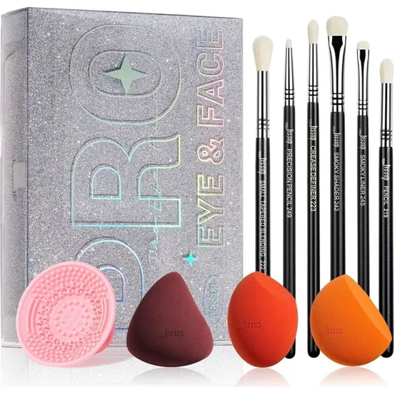 JESSUP Beauty Kit T504 - Zestaw pędzli i gąbeczek (10 szt.)