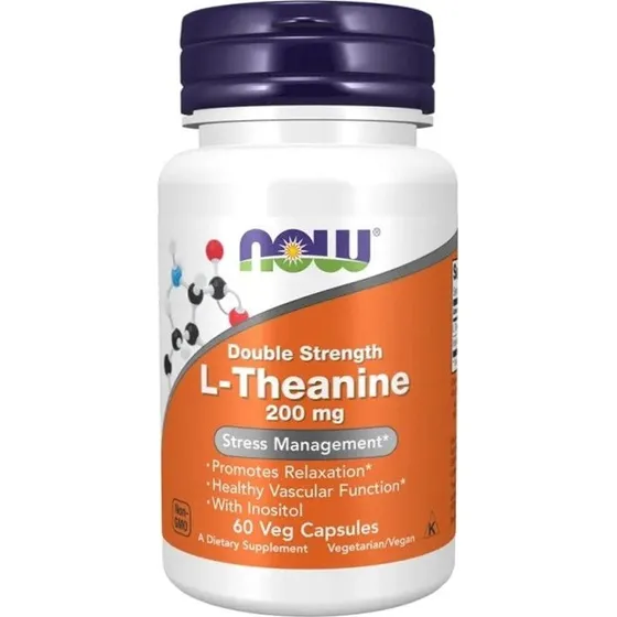 Now Foods L-Theanine + Inositol 200mg, 60 kapsułek