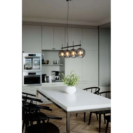 By Rydéns Lampa wisząca Boyle, 4-punktowa, szaro-dymna, szkło, E27