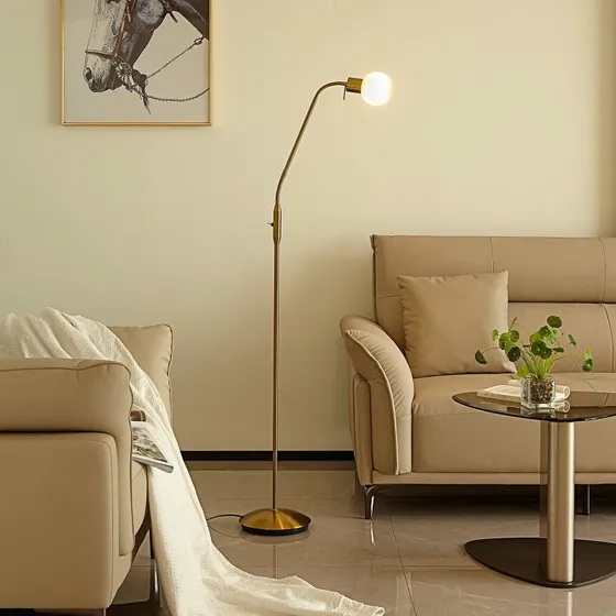 Lampa podłogowa Lindby Elaina Brass - mosiądz, 162 cm
