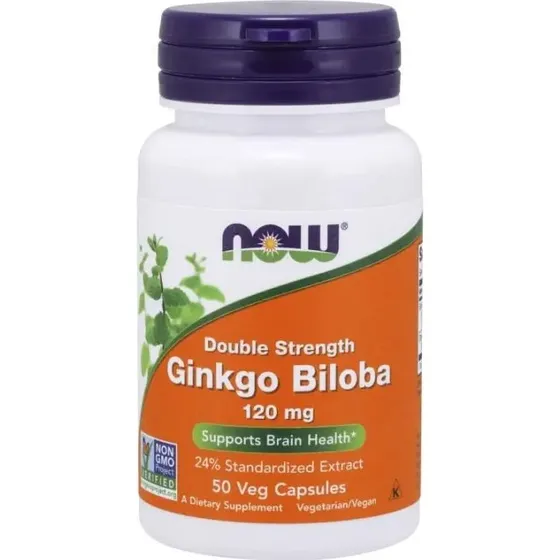Now Foods Ginkgo Biloba i Eleuterokok 120mg, 50 kapsułek