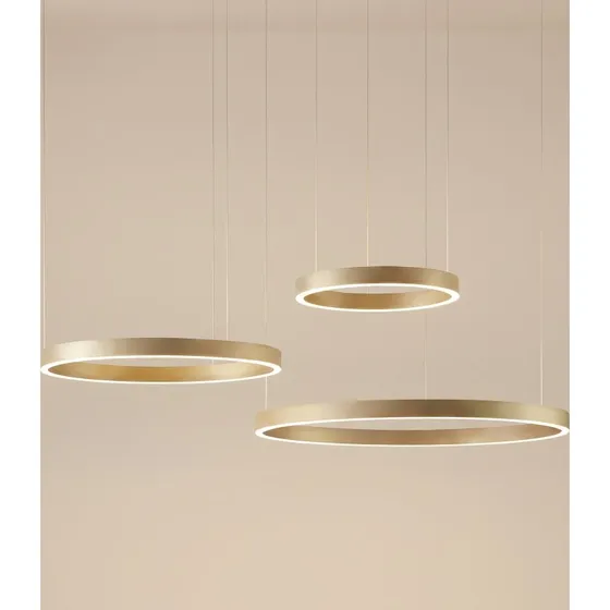 Żyrandol LED Quitani Aureon, złoty, Ø 80 cm, ściemniany, CCT