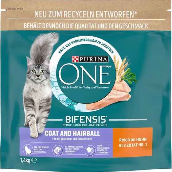 Purina ONE Coat & Hairball - sucha karma dla kotów, 1,4 kg