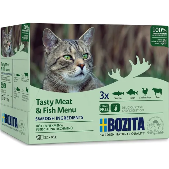 Bozita Pakiet mieszany w galarecie, 12 x 85 g, menu rybno-mięsne