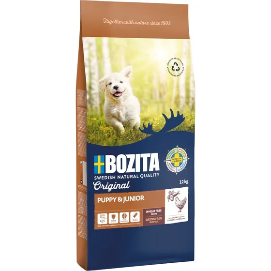 Bozita Original Puppy & Junior Kurczak, bez pszenicy, 2 x 12 kg