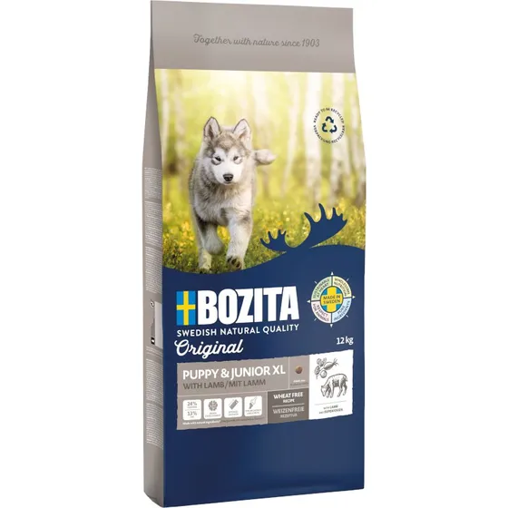 Bozita Original Puppy & Junior XL, jagnięcina, bez pszenicy, 2 x 12 kg