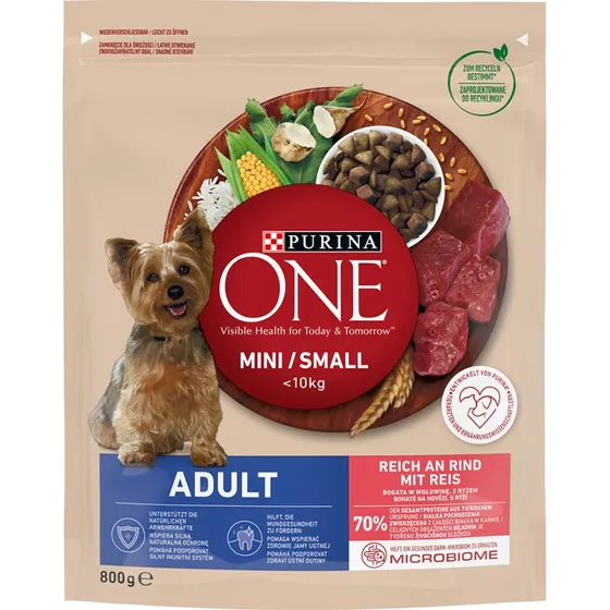 Purina One Mini Adult wołowina i ryż - 800 g