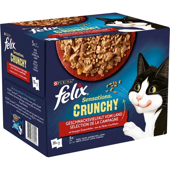 Felix Sensations Crunchy Crumbles, mokra karma w galaretce, 20x85g