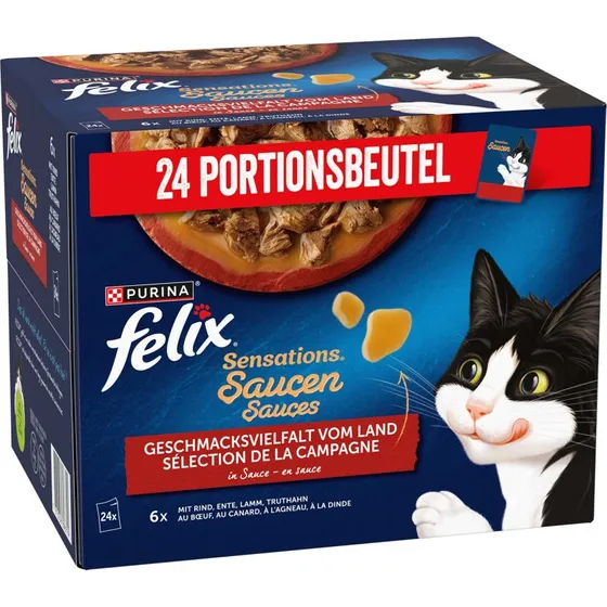 Felix Sensations w saszetkach, 24 x 85 g - Mięsna różnorodność w sosie