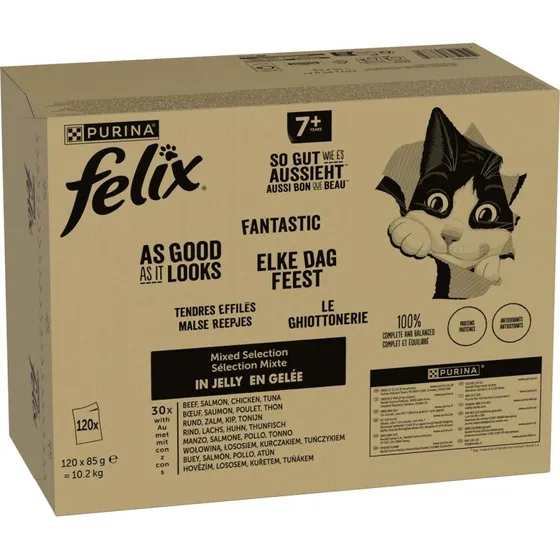 Felix Fantastic w galarecie Karma dla kotów Senior, 120 x 85g