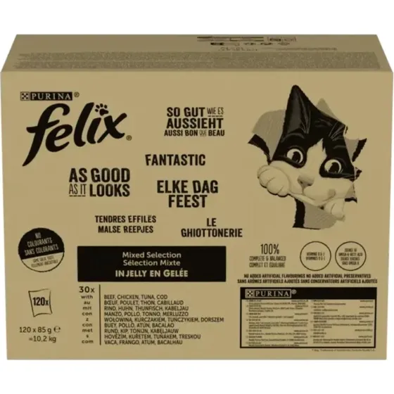 Felix Fantastic Mix Karma Mokra w Galaretce 120 x 85g (4 smaki)