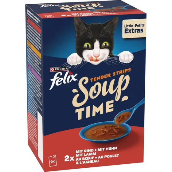 Felix Soup Time Delikatne Paseczki Wołowina, Kurczak, Jagnięcina 6x48g