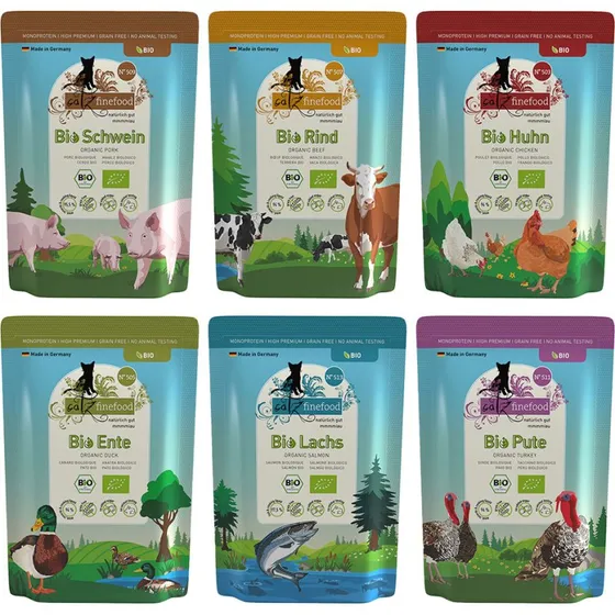 Catz finefood Bio Pakiet próbny karma mokra dla kota, 6 x 85 g
